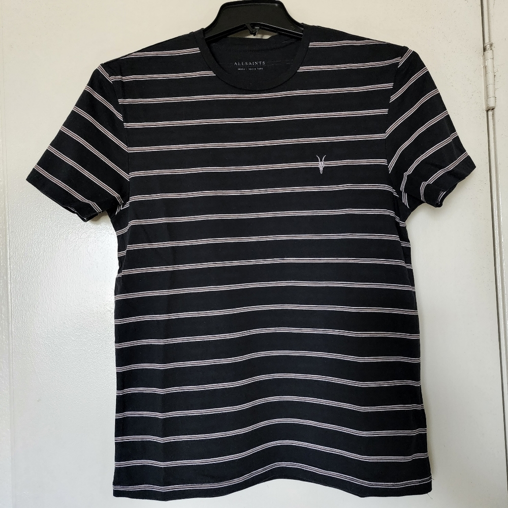 Allsaints Striped Ramskull Tee - Small
